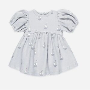 Quincy Mae Puff-Sleeve Sailboat Dress - Light Blue